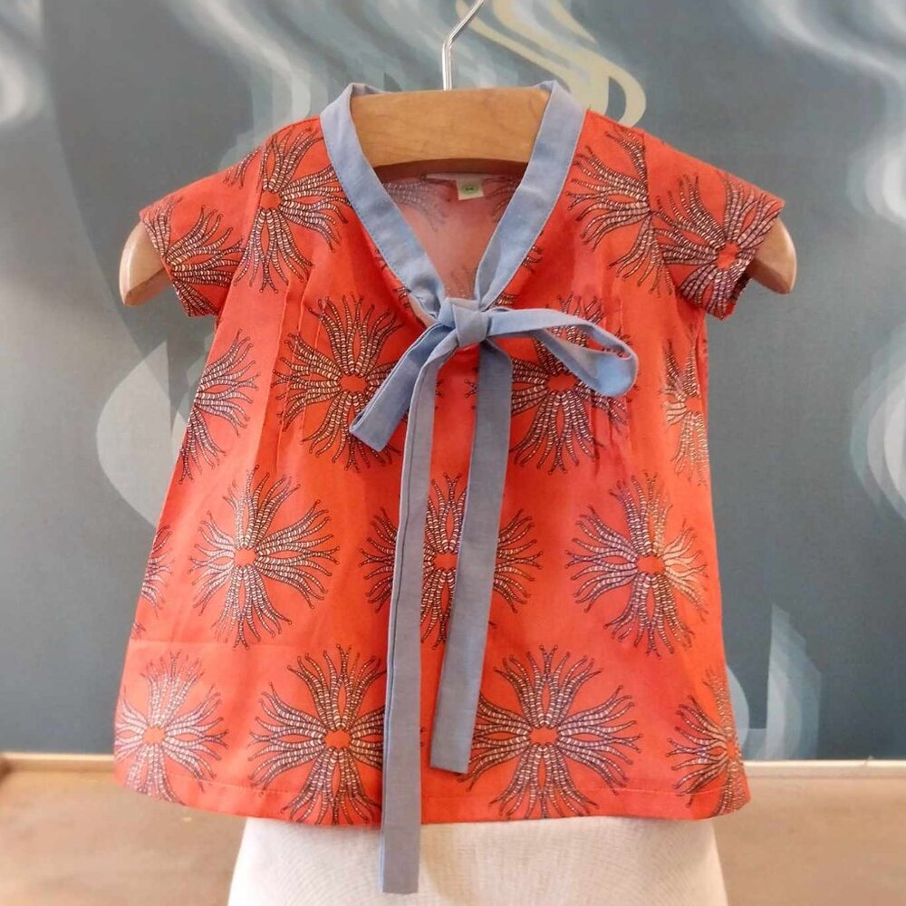 Little Esop Orange Blue Dress 100% Organic Cotton